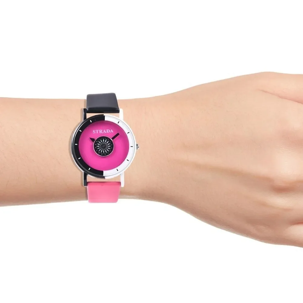 STRADA SPLASH Water Resistant Watch Pink Band